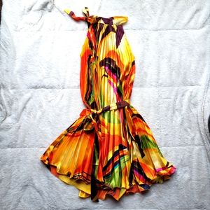 Indian Boutique women's strapless halter top dress tye dye spirl design One size